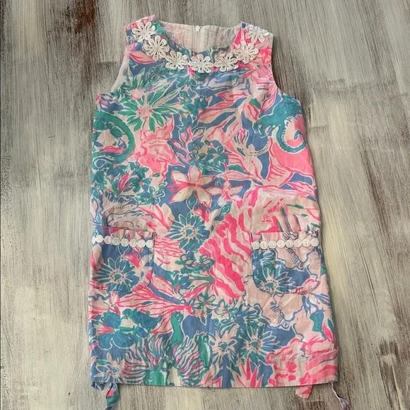 Lilly Pulitzer Girls Shift Dress – Tropical Seahorse Print, Size 6