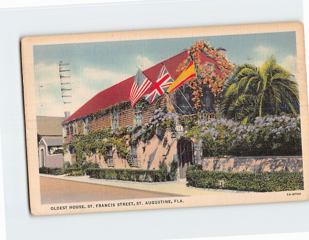 Postcard Oldest House Saint Francis Street St. Augustine Florida USA America