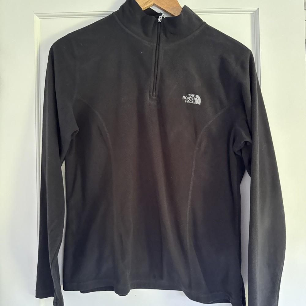 Women’s Large North Face Lightweight Half Zip Pullover Jacket Black Fleece