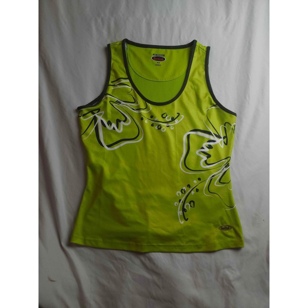Bolle Womens Lime Green Floral High Performance Athletic Tank Top Size M