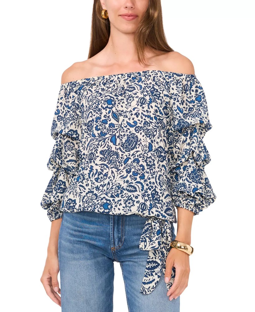 Vince Camuto Women's Top Sz S Off-The-Shoulder Floral-Print