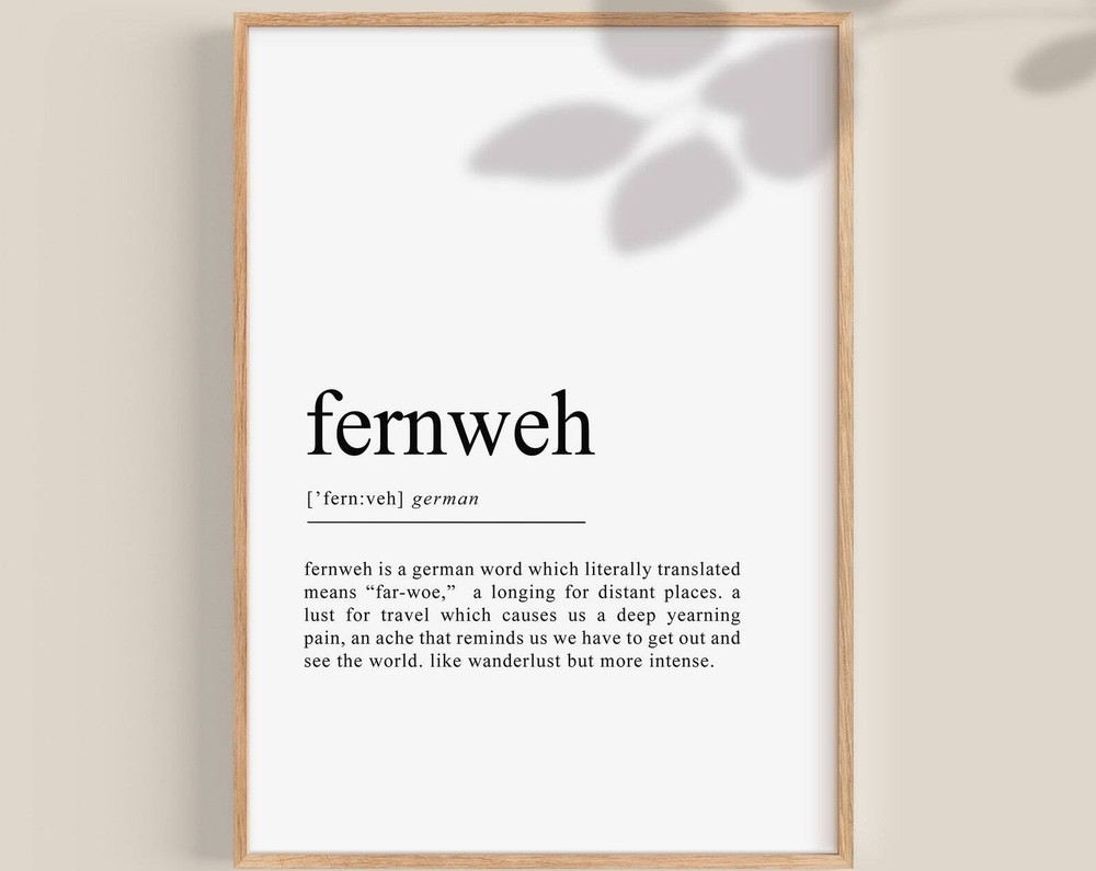 Fernweh Print Fernweh Definition German Gifts German Wall Art Germany Print