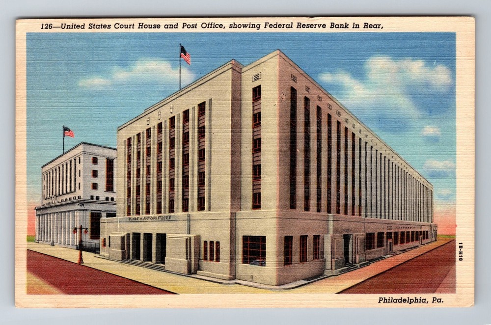 Philadelphia PA-Pennsylvania US Courthouse Post Office Bank Vintage Postcard
