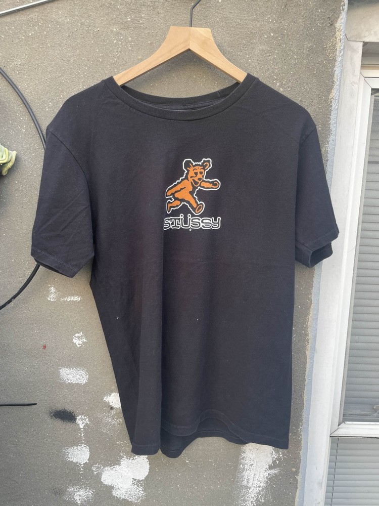 Vintage Stussy Shirt Mens M BLACK 90s Bear Skate Surf Grail Rare USA