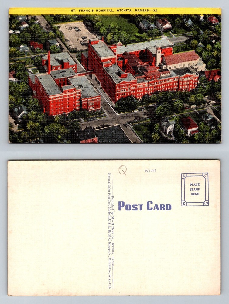 Wichita, KS-Kansas, St. Francis Hospital Aerial Buildings Vintage Postcard