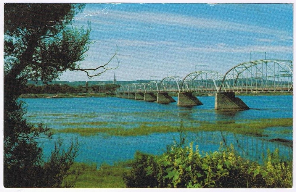 New Brunswick Postcard Bridge On Saint John River At Fredericton