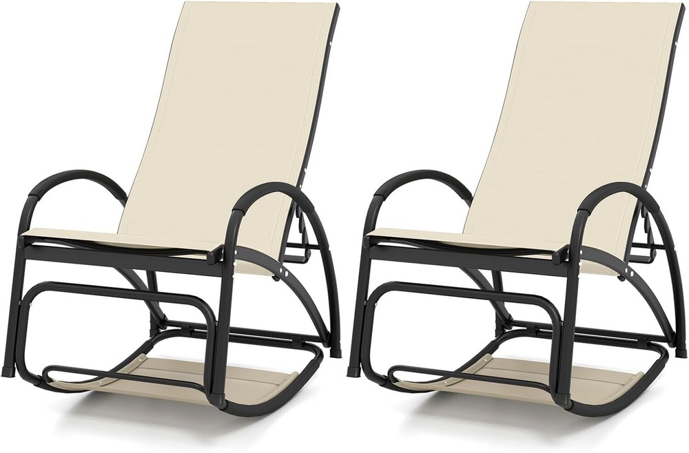 2-in-1 Outdoor Rocking Lounge Chair with 4-Position Adjustable Design for Two