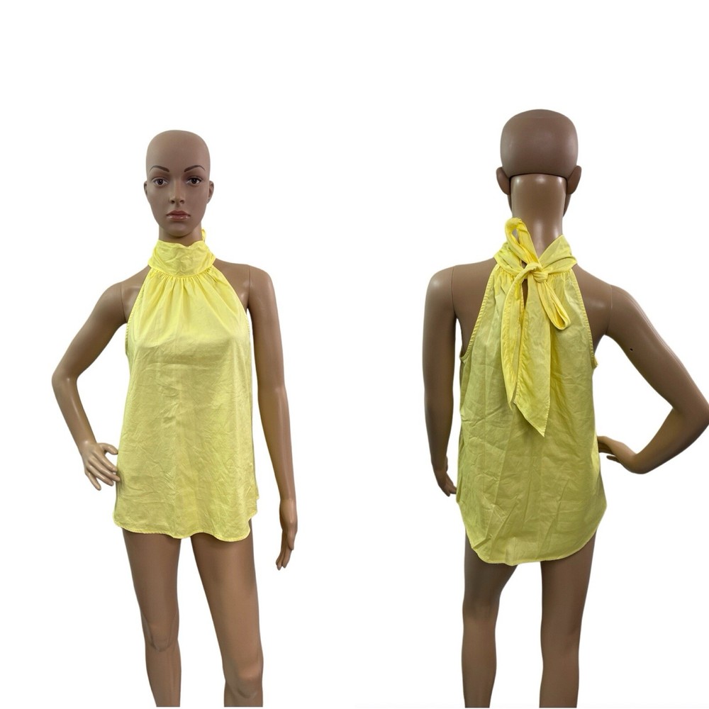 J Crew Women’s Size 2 Sleeveless Halter Neck Sleeveless Yellow Blouse