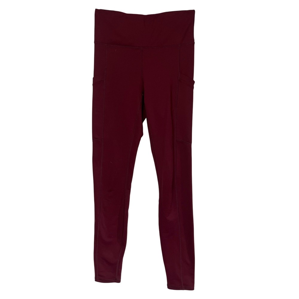 Fabletics Small Burgundy Leggings Pockets Compression