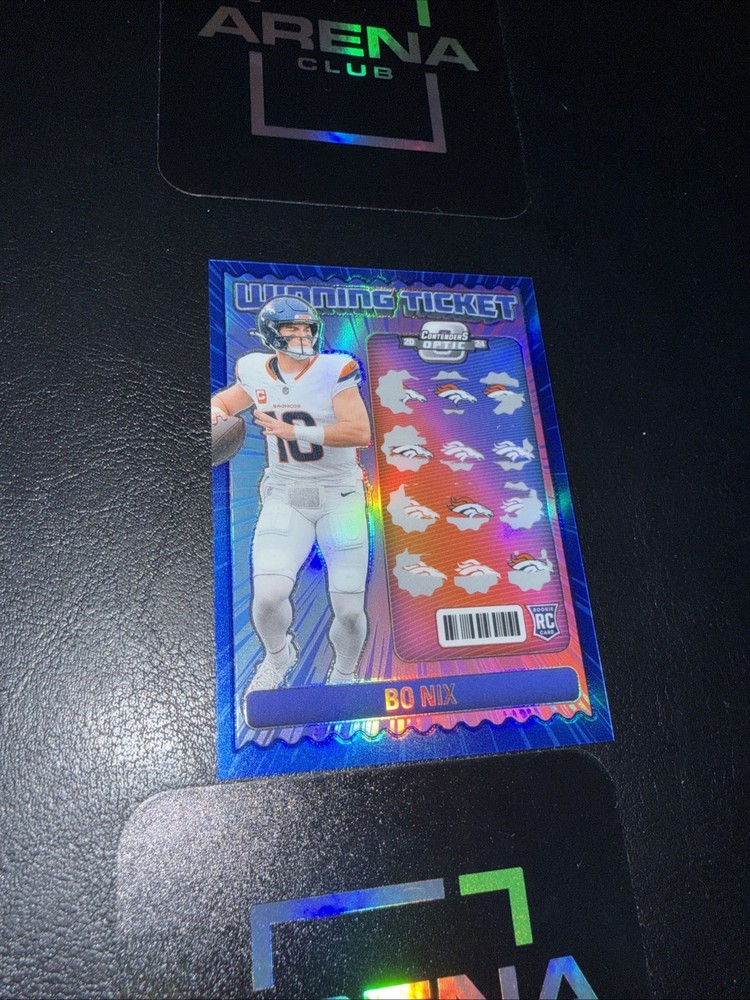 Bo Nix 2024 Contenders Optic Winning Ticket Blue Prizm /99 Rookie RC Broncos SP