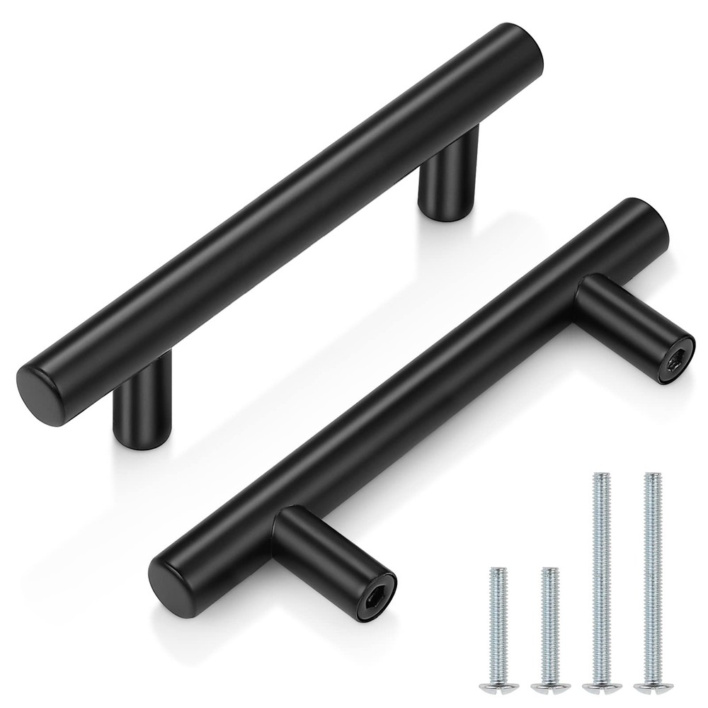 5 Pack| Flat Black 3 Inch Center-to-Center Bar Cabinet Pull Modern Cabinet Ha...