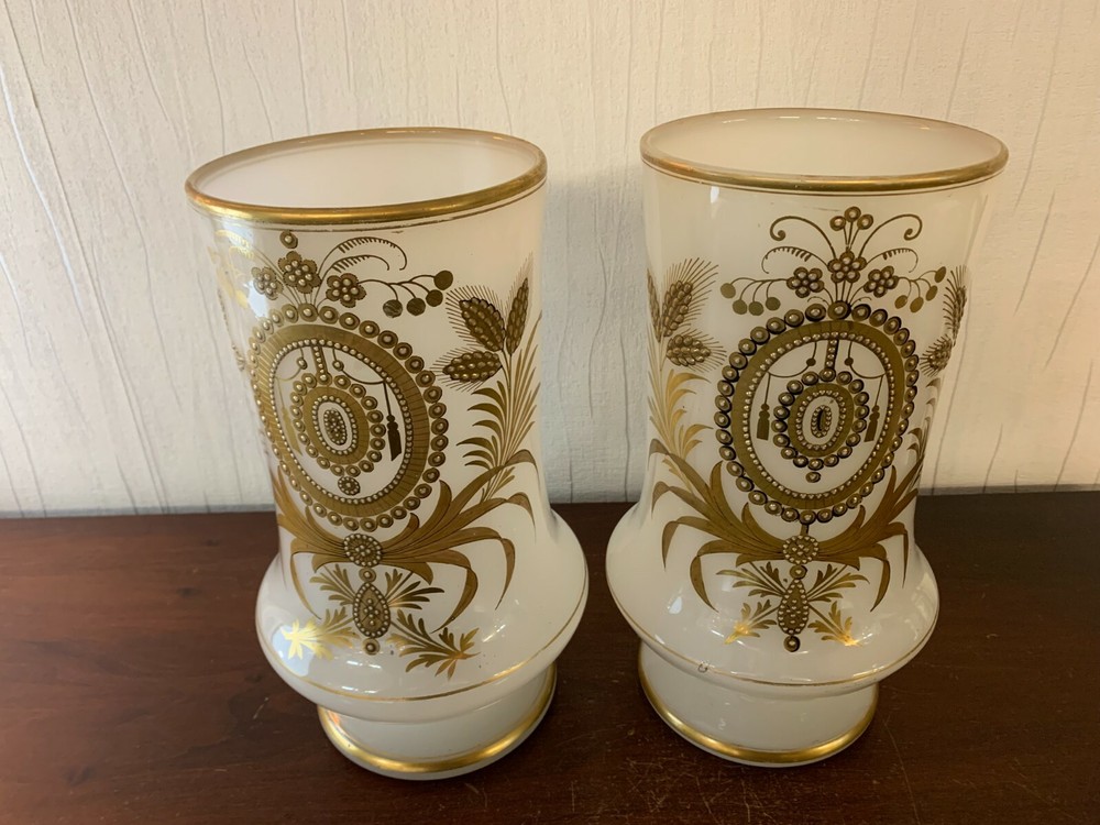 Pair Of Antique Opaline Vases In BACCARAT Crystal