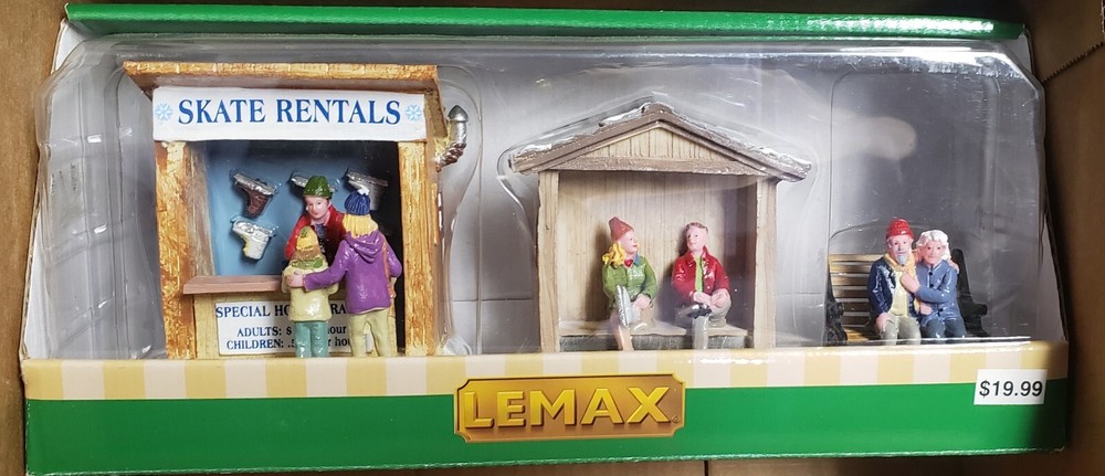 Lemax 3-Piece Skate Rental Set Holiday Village Christmas Accent 2010-image