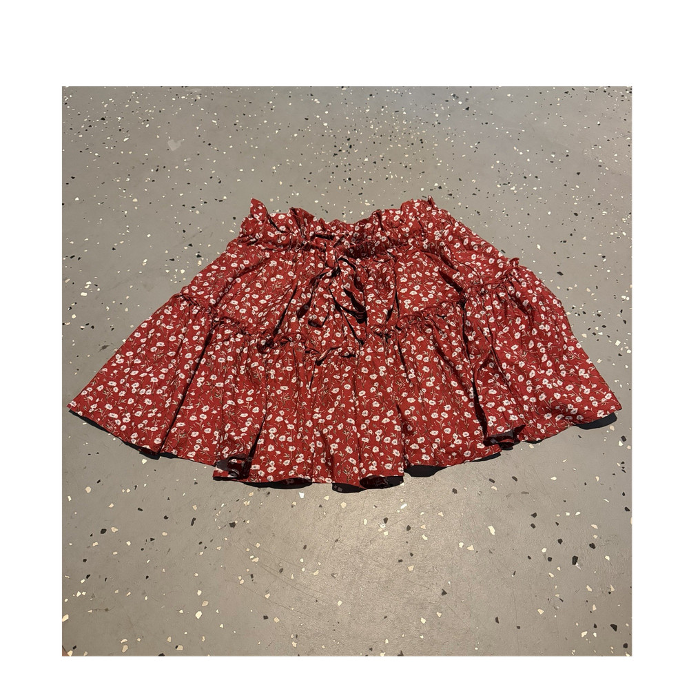SHEIN Red White Floral Ruffle Skirt with Top Set   Size S