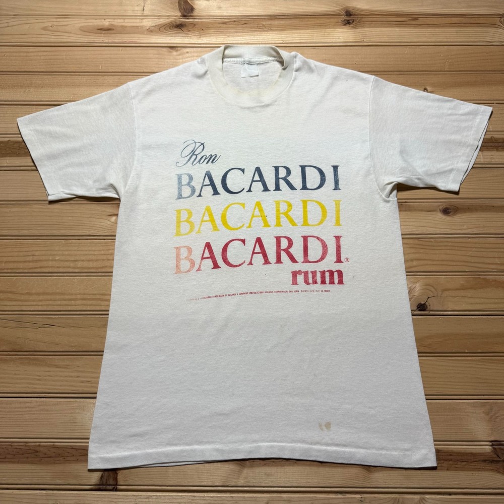 Vintage 80s 1988 Ron Bacardi Rum Single Stitch Brand Promo T-Shirt - Size Medium