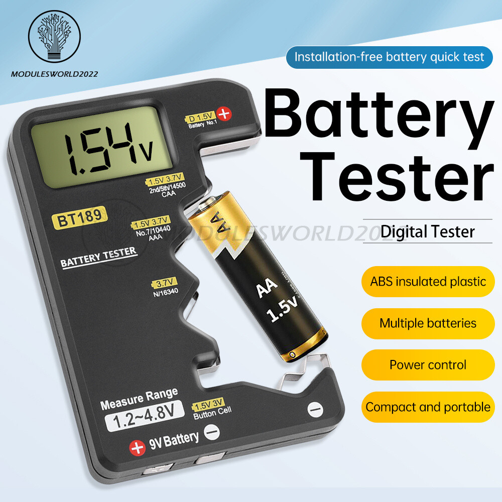 Digital Battery Tester Checker Electricity Indicator Universal AA /AAA 9V Button