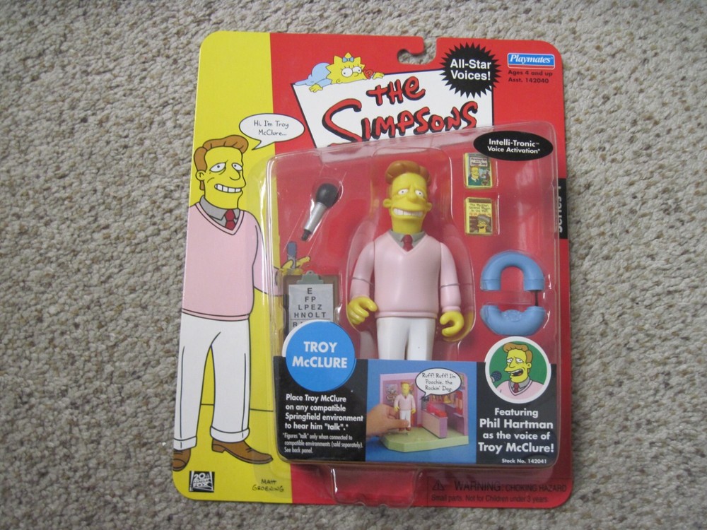 Playmates Toys Simpsons Series 1 Troy McClure Interactive Action Figure MOC