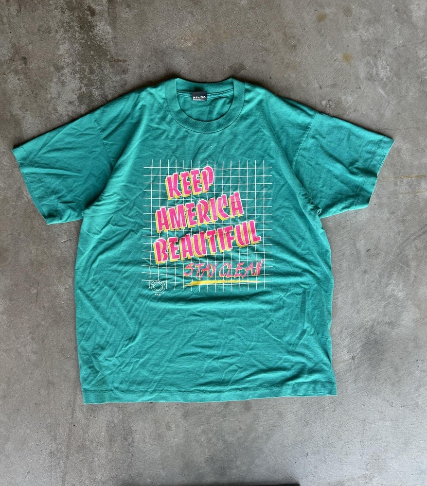 Vintage 90s Screen Stars Best Teal Graphic Shirt
