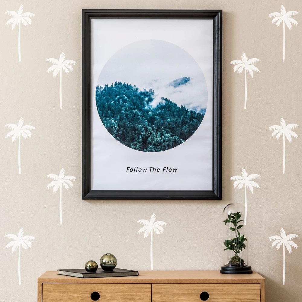 A Room with White Vinyl Palm Tree Wall Decals, Peel and Stick Modern Wall Sti...