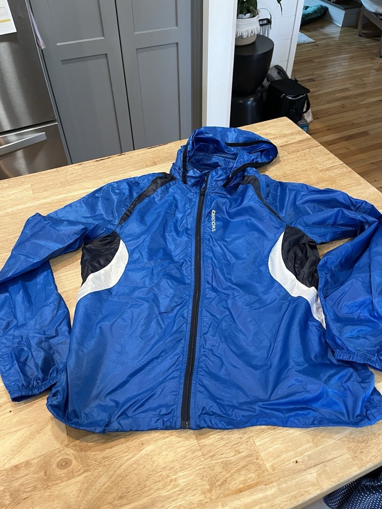 BROOKS Shelter Technology Running Jacket Womens M Hooded Blue Windbreaker D14