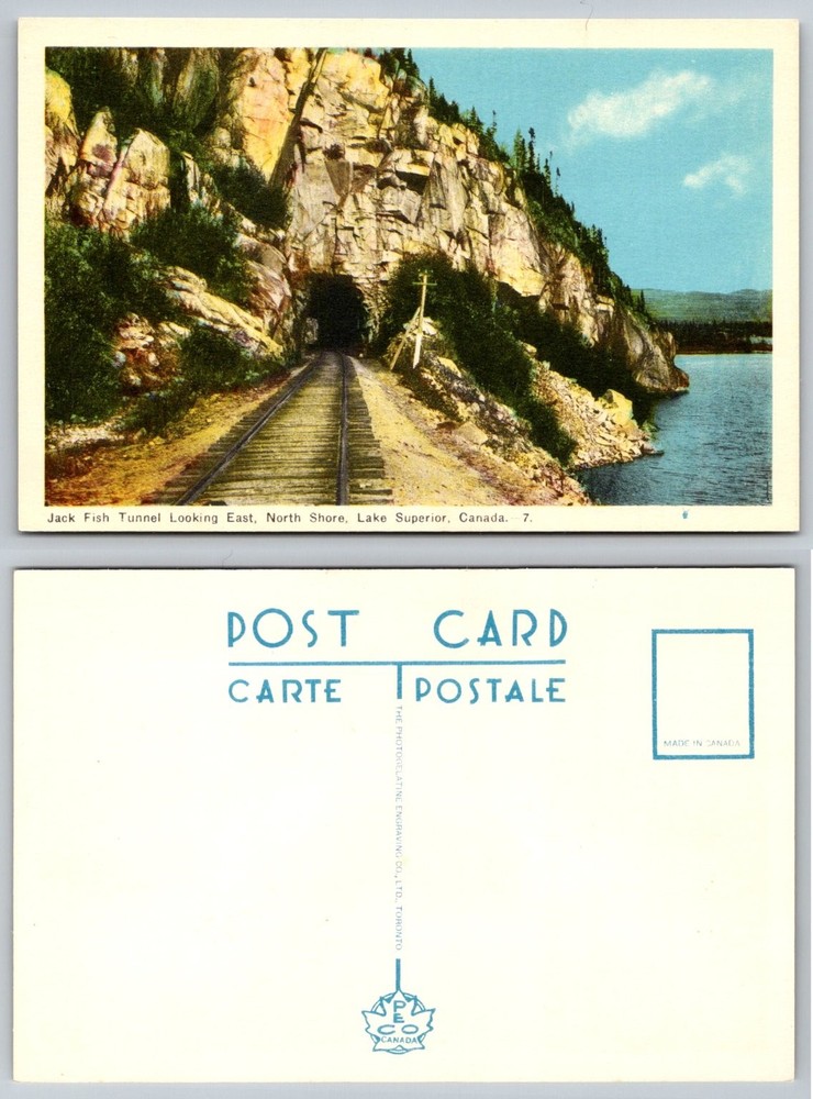Jack Fish Tunnel, Lake Superior, Canada Vintage Postcard, North Shore Railway