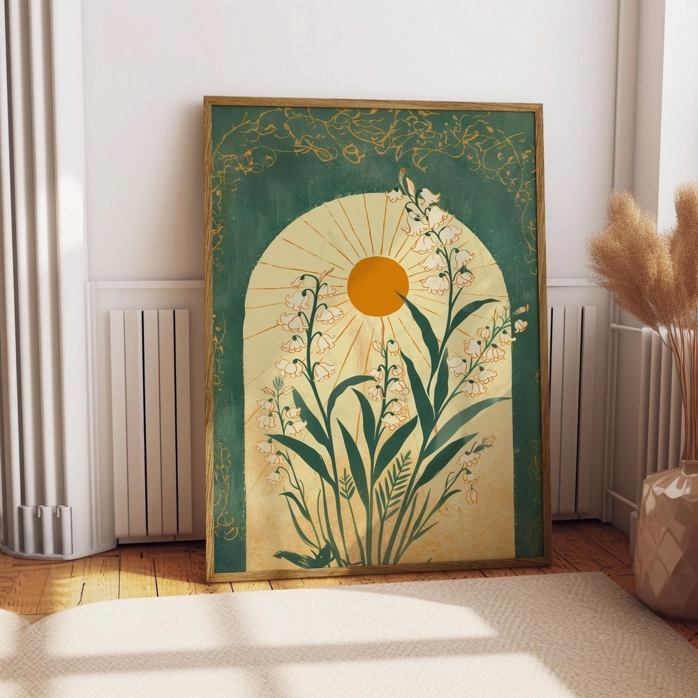Lily of the Valley Emerald Sun Botanical Art Poster