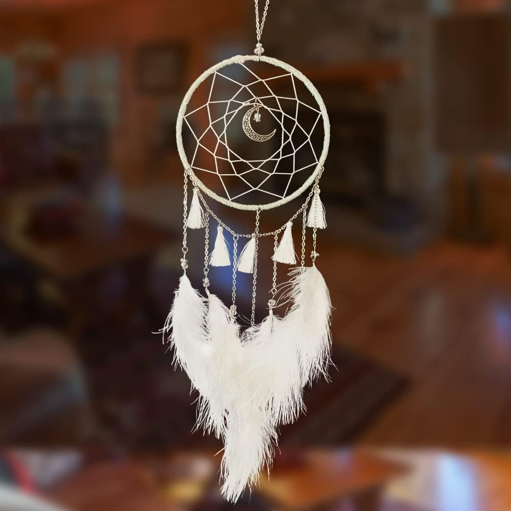 White Dream Catchers Handmade Feather Native Circular Net for Boys