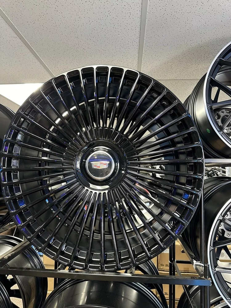 SET(4) 26X10 6x139.7 BLACK WHEELS CADILLAC ESCALADE PLATINUM ESV FLOATING CAP