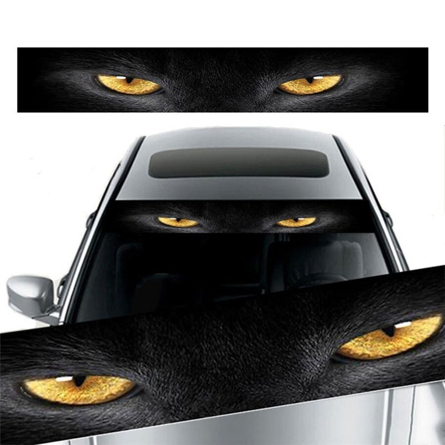 Car 3D Sticker Decals Front Windshield Yellow Eye Leopard Personality Sunshade