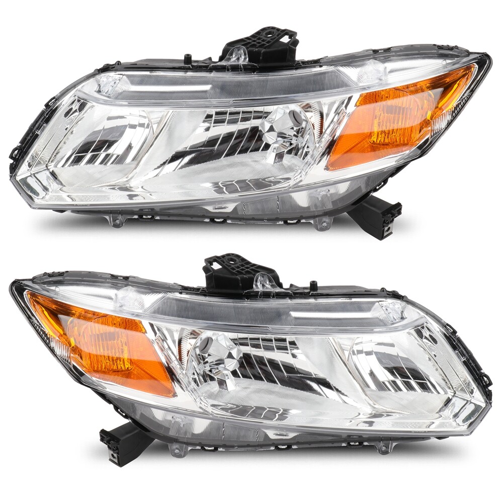 For Honda Civic 2012-2015 Headlight Assembly Chrome Housing Headlamps LH RH Pair