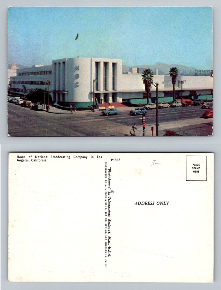 Los Angeles, CA-California, NBC Building Exterior Hollywood Vintage Postcard
