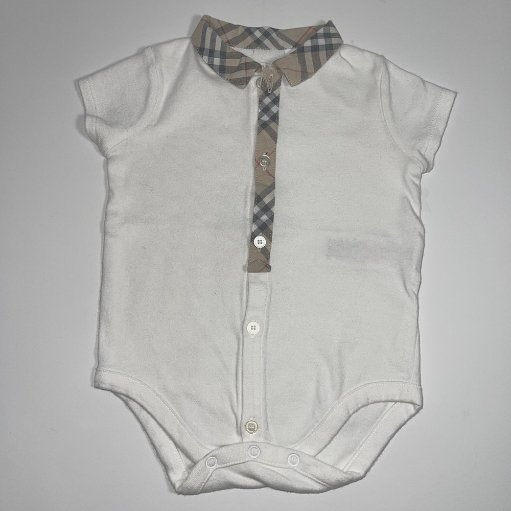 Burberry Authentic Baby Toddler Tan Romper 3 Months Nova Check Design One Piece