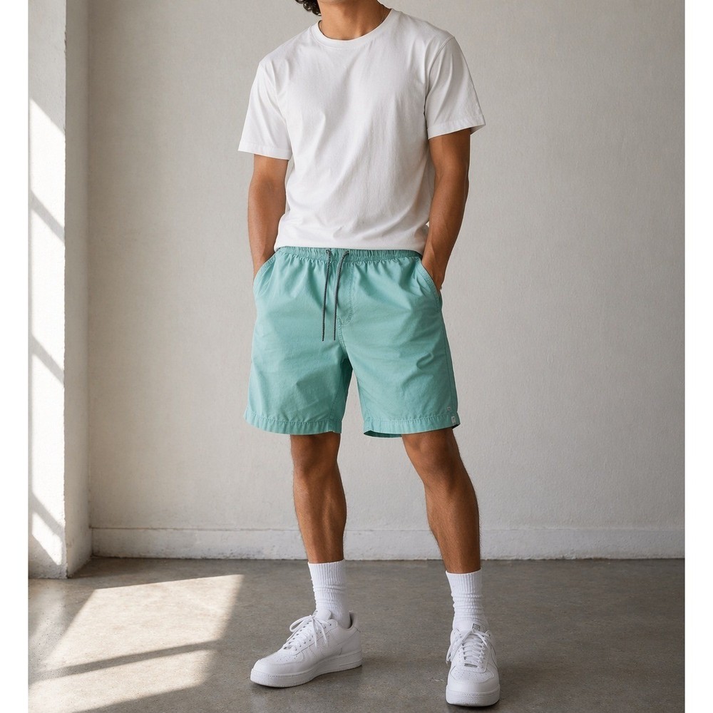 Old Navy Ultimate Mens Shorts Light Teal Green Elastic Waist Drawstring Size M