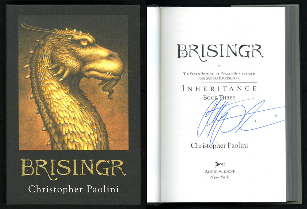Christopher Paolini SIGNED AUTOGRAPHED Brisingr HC MINT 1st Ed Print Eragon NEW