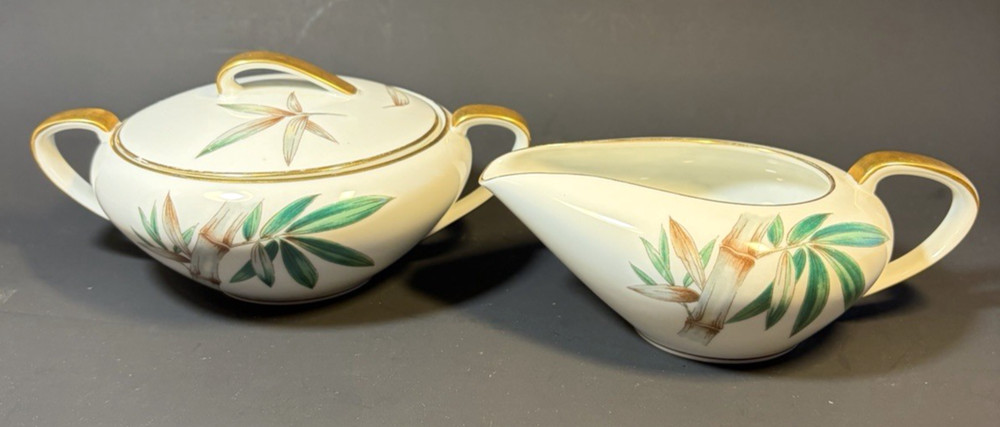 Vintage Noritake China Canton Bamboo 5027 Creamer & Sugar Bowl Set