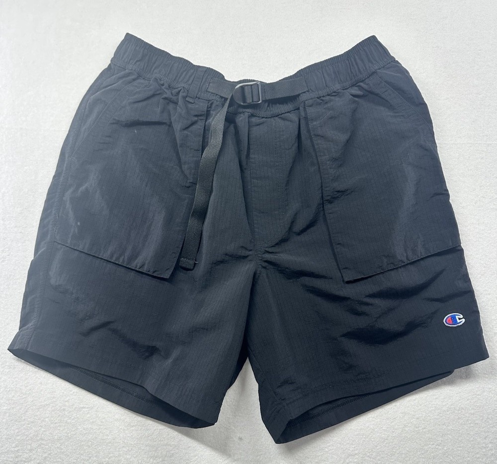 Champion Men’s Black Athletic Shorts Size L Drawstring Gym Running Activewear