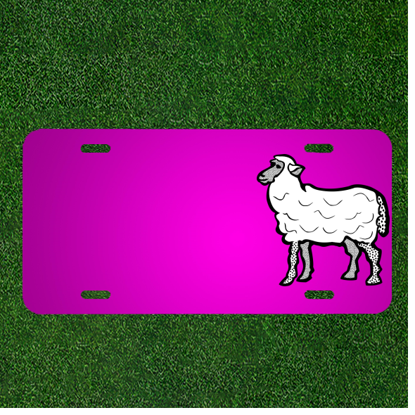 Custom Personalized Car License Plate with Names Inspired by Animal Farm Sheep Design