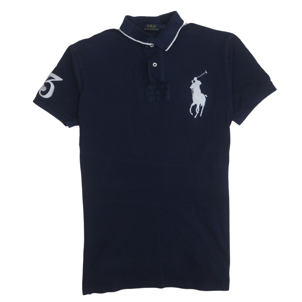 Polo Ralph Lauren Womens Polo Shirt Navy Blue Big Pony Logo Short Sleeve Top M