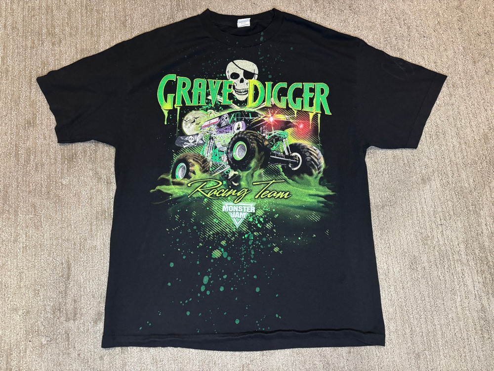 SIGNED Grave Digger Mens T Shirt Extra Large XL Black Y2K Vintage Monster Truck