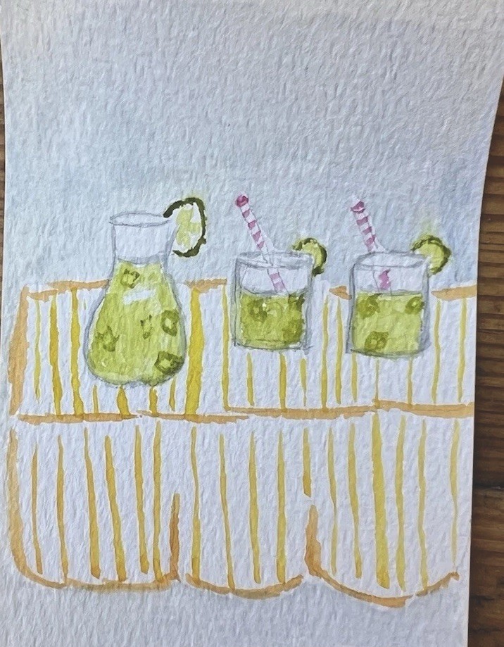 ACEO Original Illustration Painting Limeade Watercolor Summer Fruit Art
