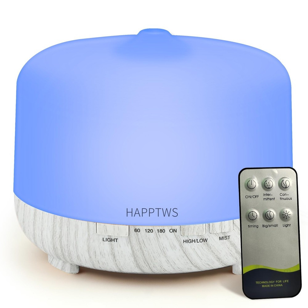 500ml Cold Mist Essential Oil Diffuser with 4 Timers & 7 Color LED Lights