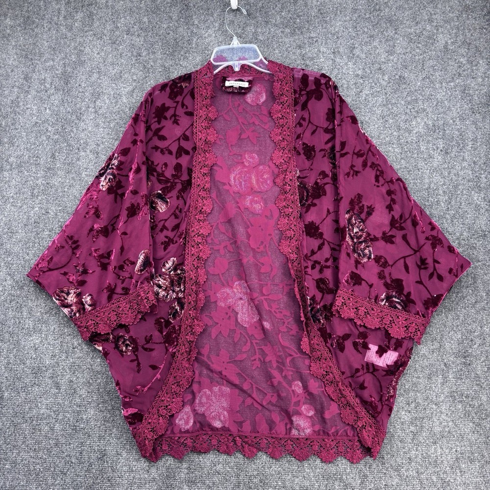 Paparazzi Merlot Sheer Velvet Burnout Lace Kimono Whimsigoth Fairy Size L/XL