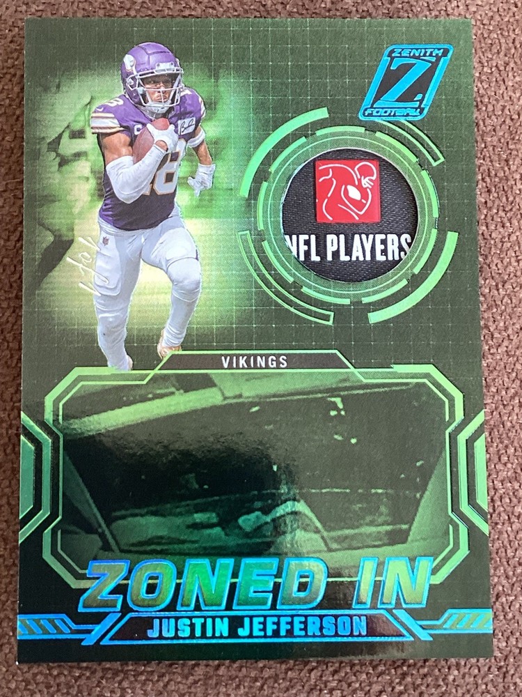 2024 Panini Zenith Justin Jefferson 1/1 Player Worn Mem NFLPA Logo Laundry Tag