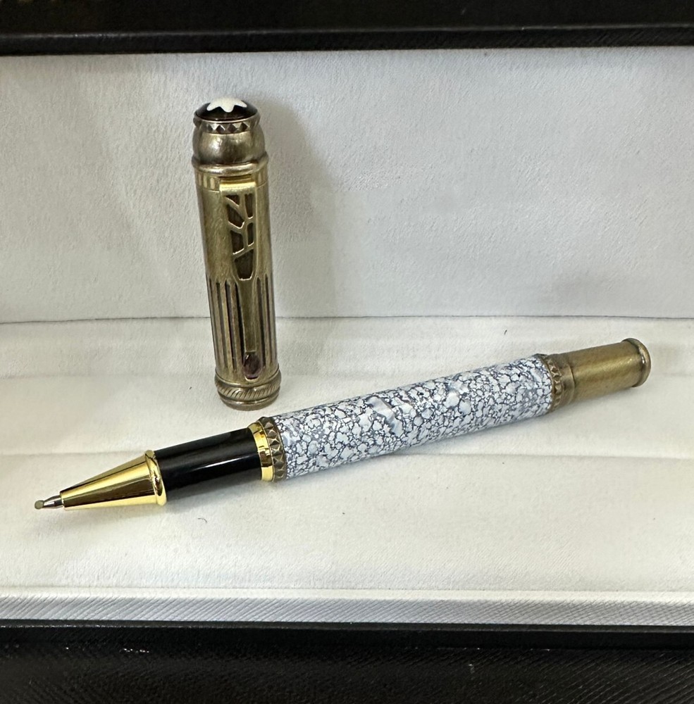 Deluxe Writers Series Blue&White + Copper Gold Color 0.7mm Rollerball Pen No Box