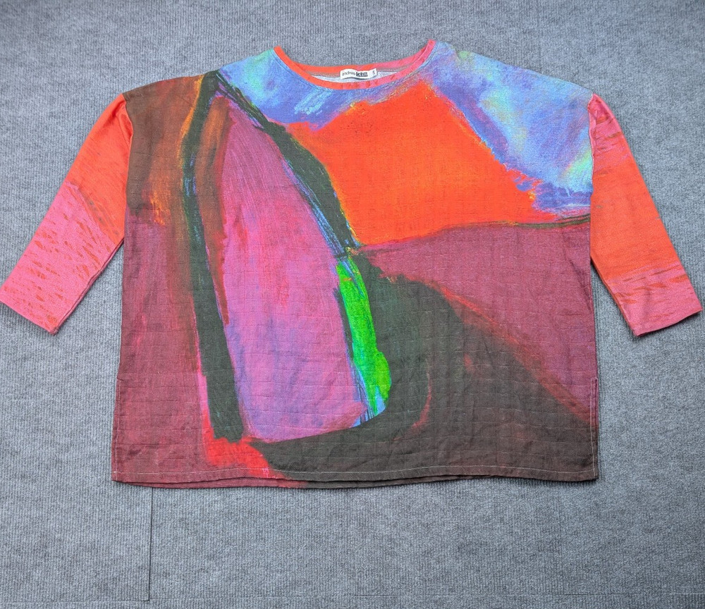 Andrea Geer Top Womens Small Medium Art To Wear Lagenlook Artsy Boho Natural