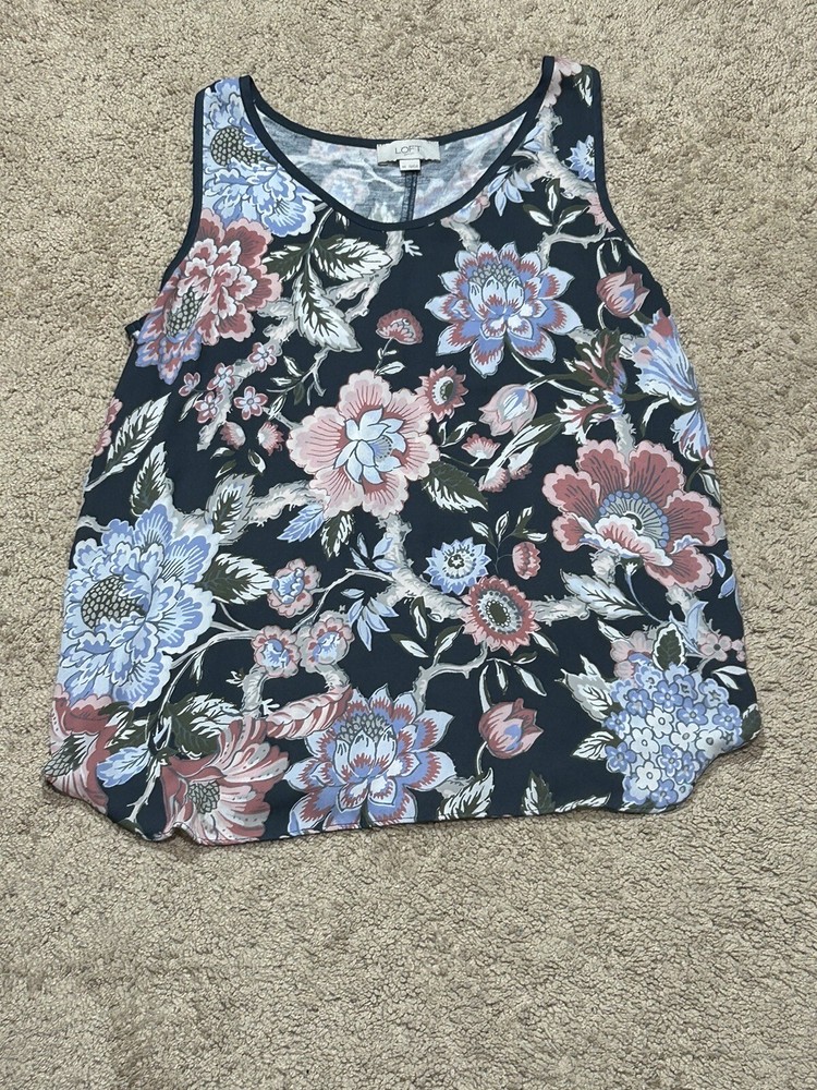 Loft Womens Shirt Size XS Multicolor Floral Print Lightweight Flowy Classic
