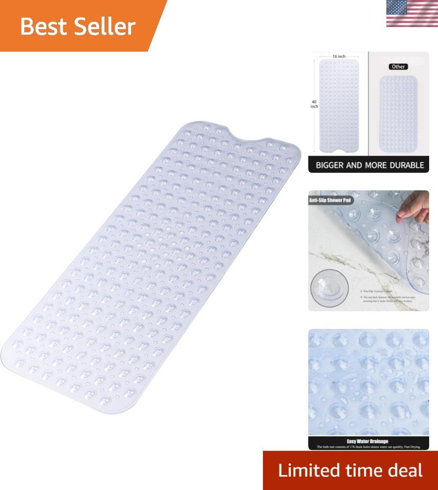 Extra Long Non Slip Bathtub Mat - 40 x 16 Inch Machine Washable Tub Mats with...