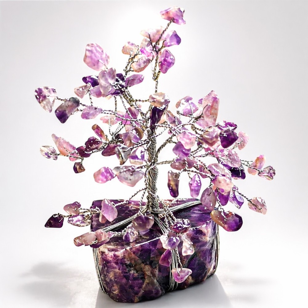 Amethyst Crystal Tree Bonsai Natural Healing Stone Decor, Wealth & Energy Gift