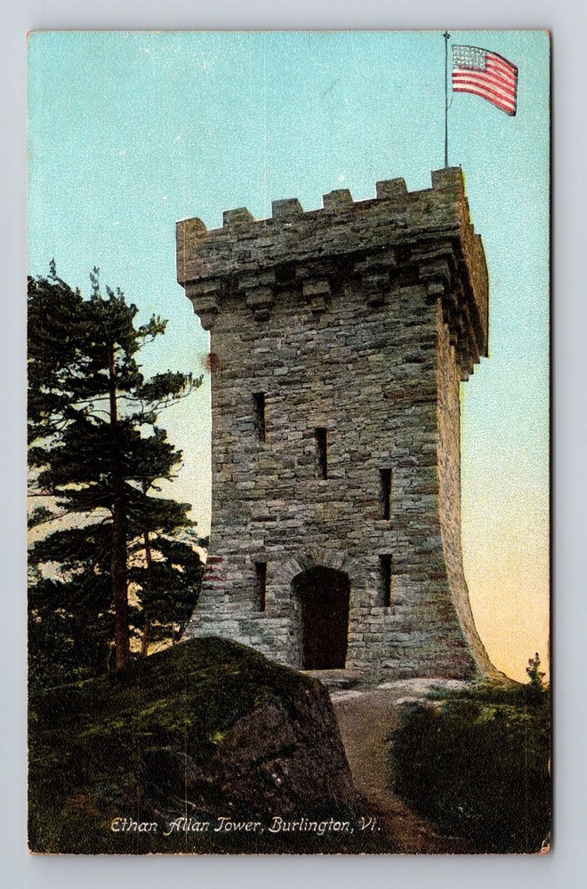 Burlington VT-Vermont, Ethan Allan Tower, Antique, Vintage Souvenir Postcard
