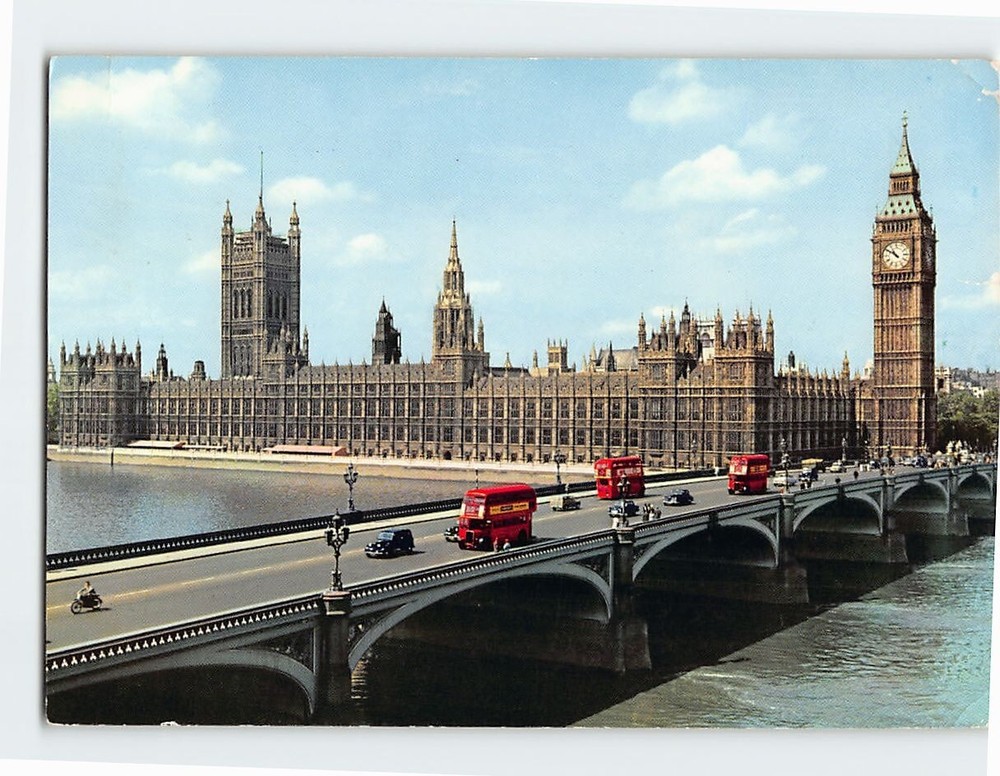 Postcard Houses Of Parliament And Westminster Bridge London England